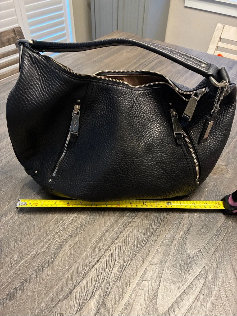 Cole Haan Pebbled Leather Hobo Shoulder Bag with Wrist Wallet - Black